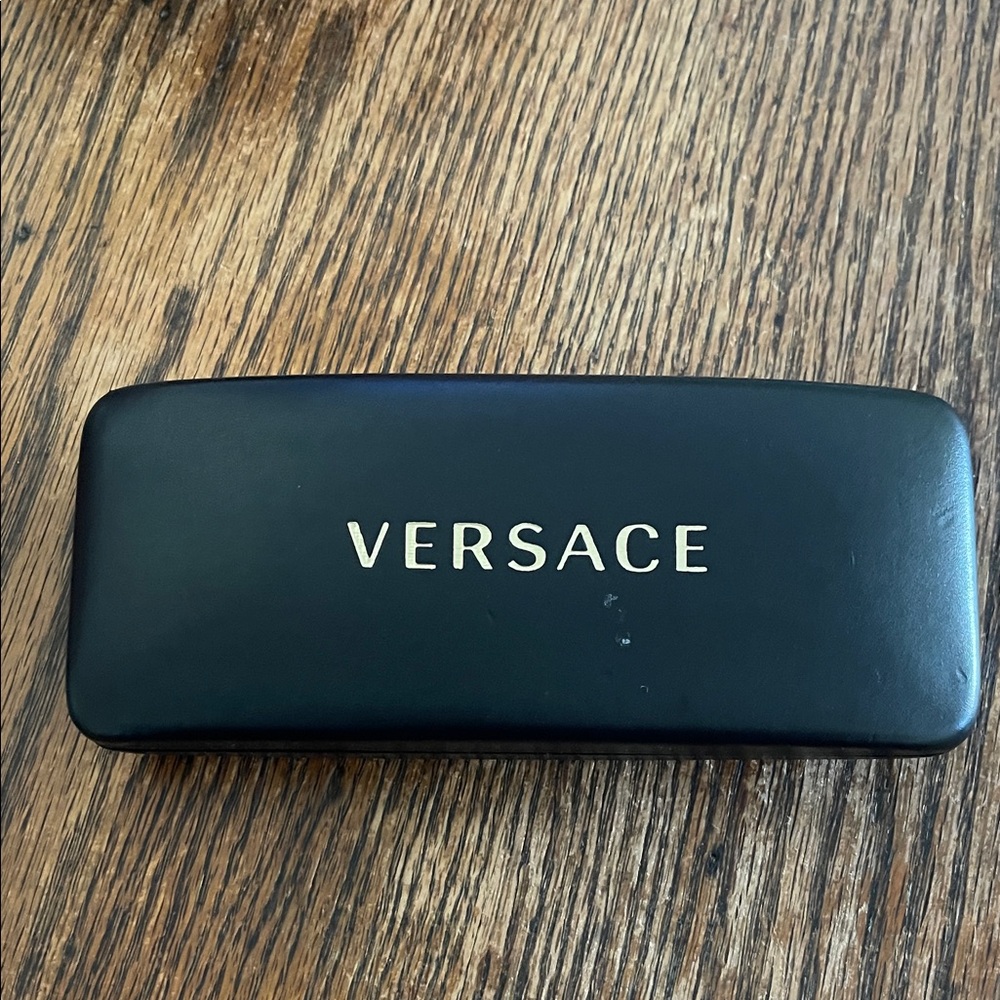 Versace Black Eyeglass Case with Gold Logo